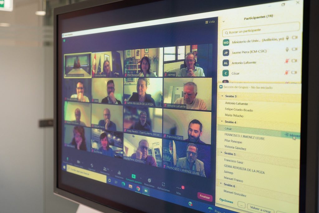 Imagen de la reunión online del grupo motor para la ciencia ciudadana en la universidad.